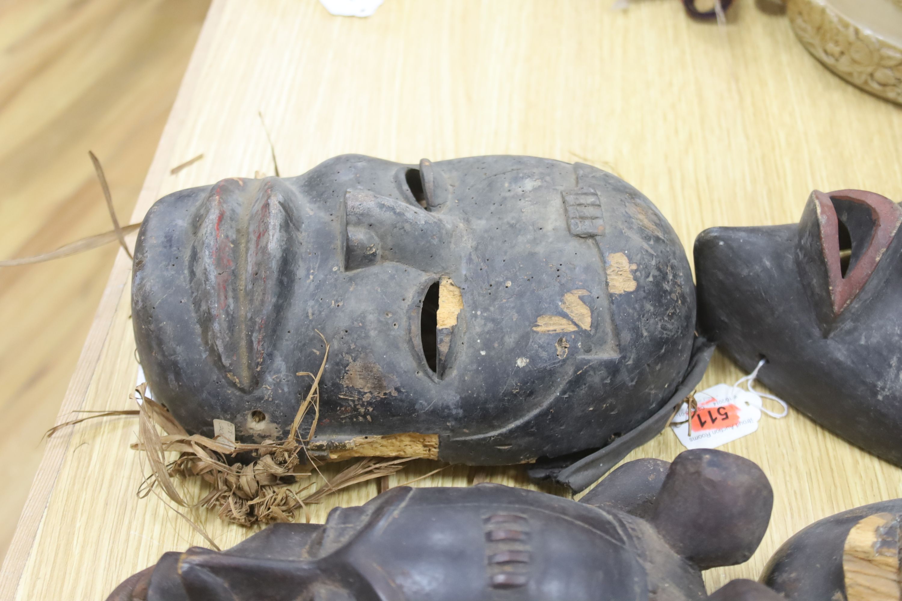 Four Central African masks, 20th century